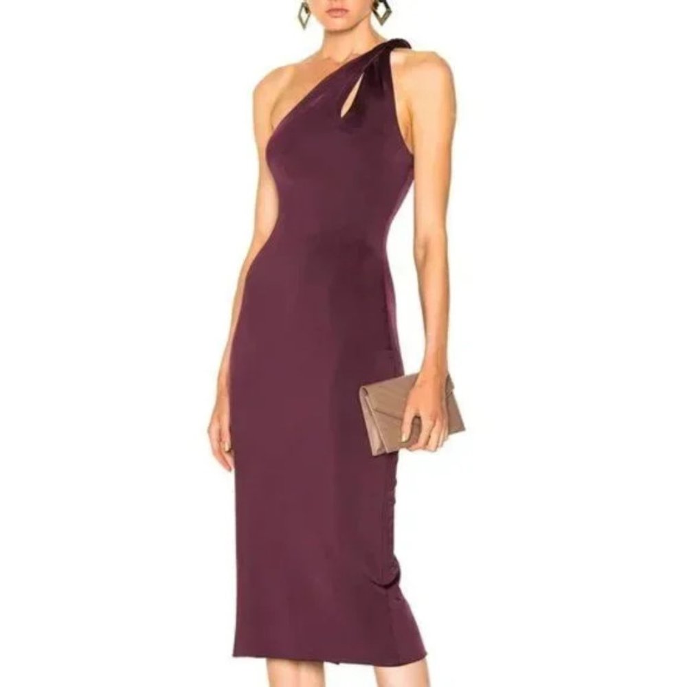 Cushnie et Ochs Currant One Shoulder Twisted-Strap Dress